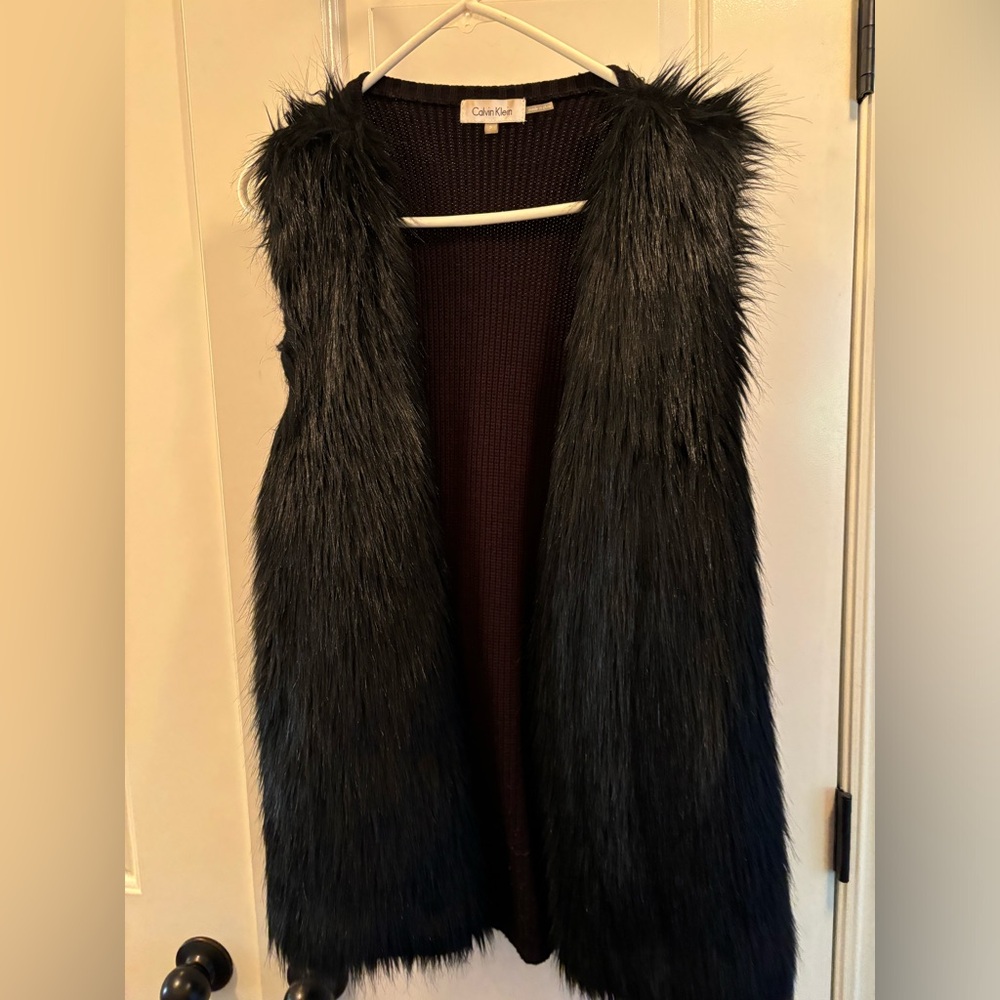 Calvin Klein faux fur vest